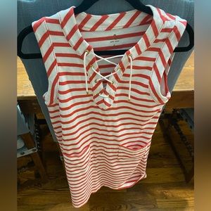 Kate Spade sleeveless dress with coral and white stripes - size small